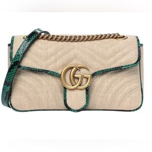 GUCCI GG MARMONT RAFFIA MATELASSE SHOULDER BAG SMALL